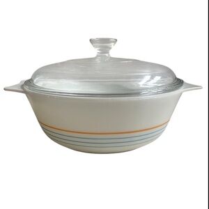 Vintage Pyrex England Zoom Striped Casserole Dish